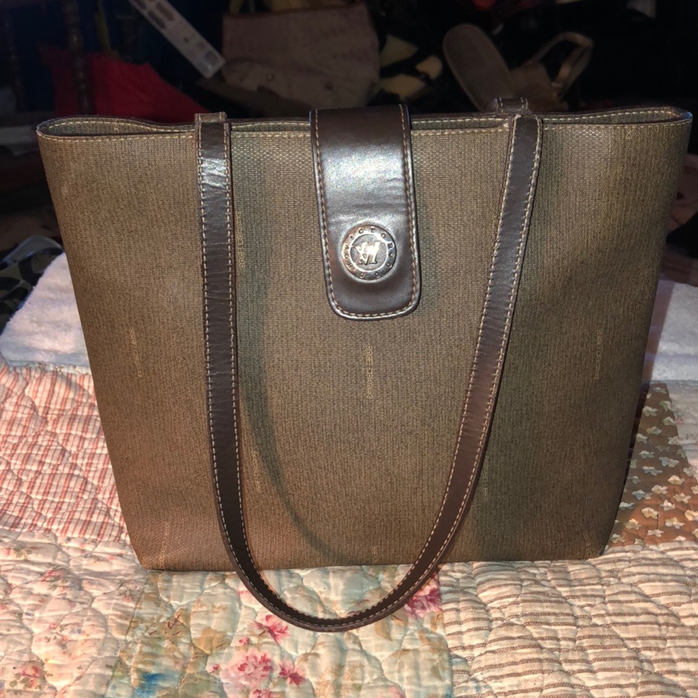 Victor Hugo Brown Signature Tote/Shoulder Bag